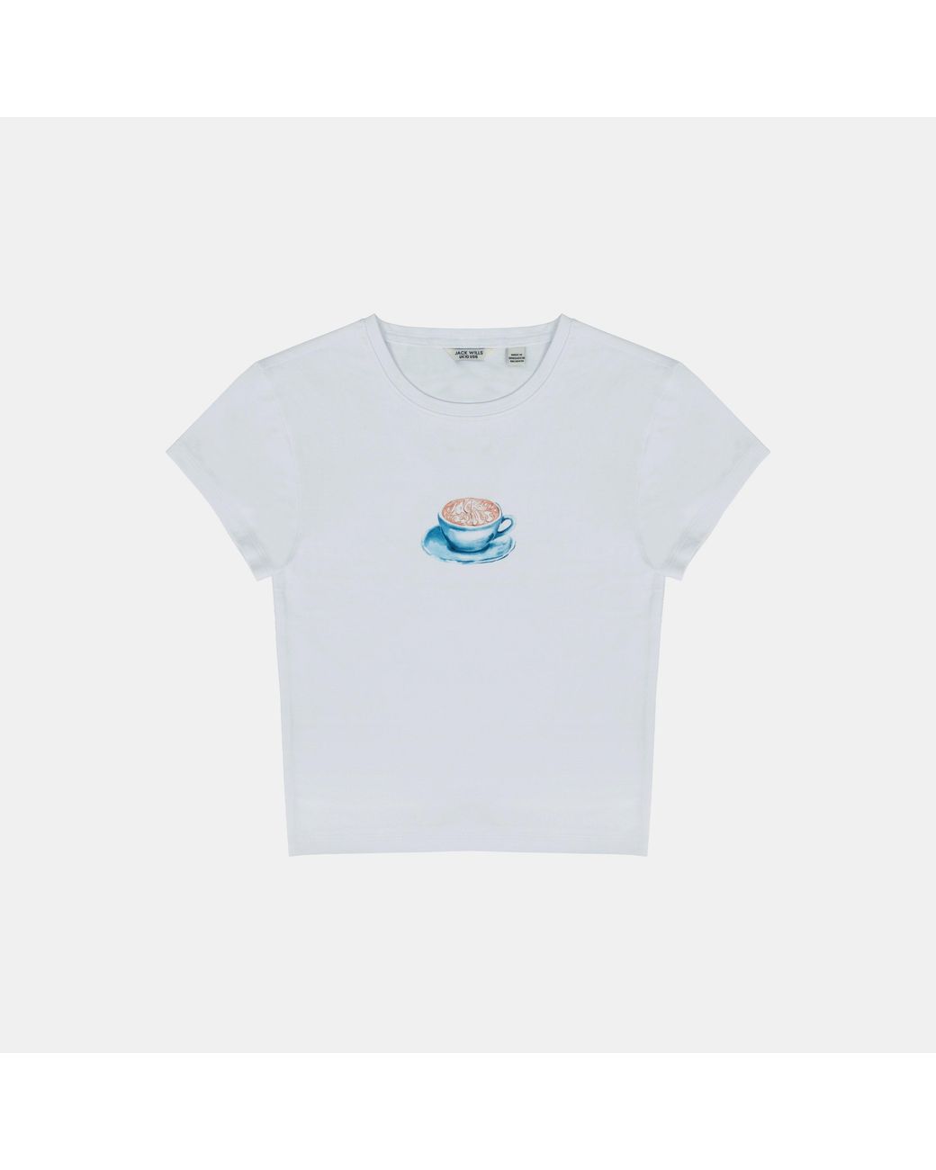 Jack Wills Blue Graphic Cotton Short Sleeve Crew Neck Print Crop Top