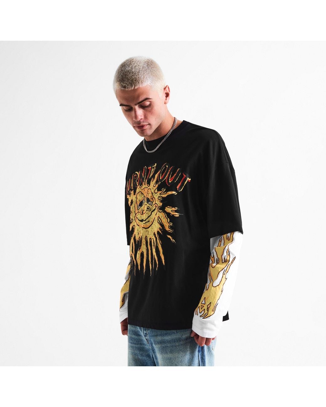 Amiri Black Burnt Out Cotton Oversized-Fit Long-Sleeve T-Shirt for men