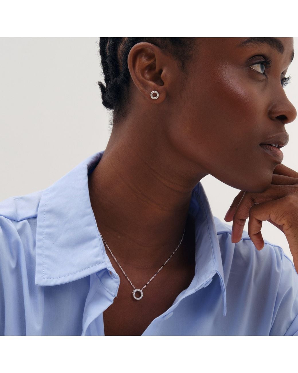 Simply Silver Gray 925 Sterling Plated Open Circle Set