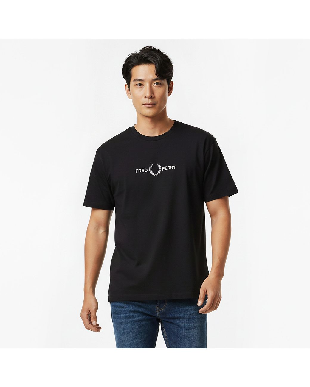 Fred Perry Black Embroidered Logo T Shirt for men