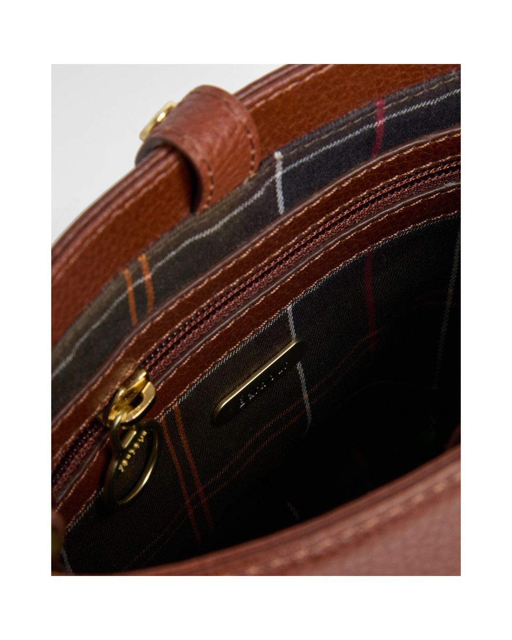Barbour Brown Cedar Mini Leather Bucket Bag