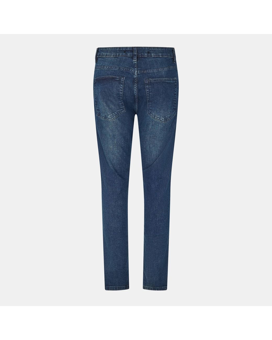 Brave Soul Blue Biker Jeans With Rip & Repair Patch Details for men