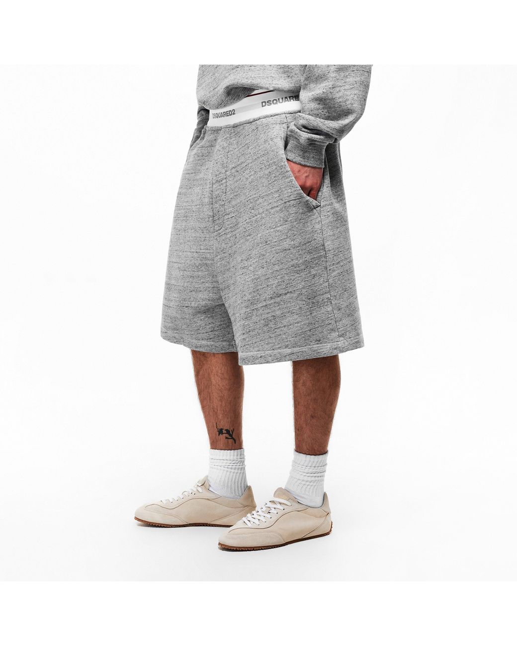 DSquared² Gray Fleece Jogger Shorts for men