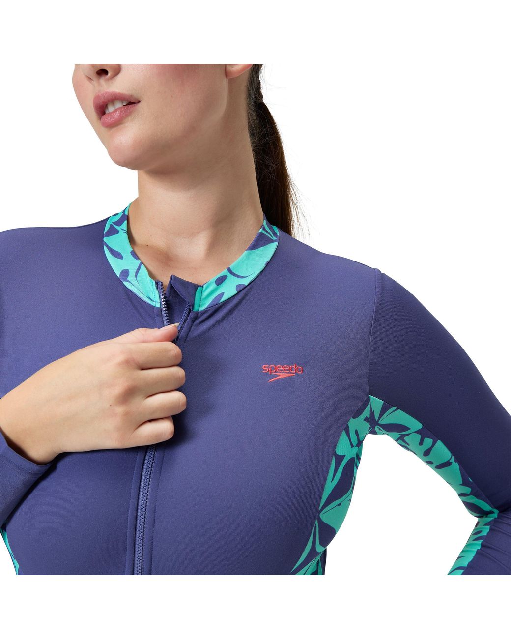 Speedo Blue Long-Sleeve One-Piece Swimsuit