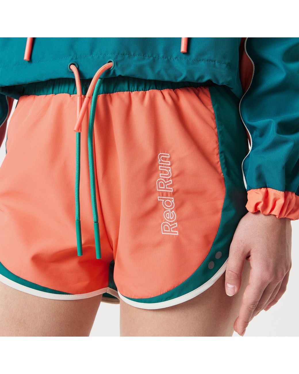 Red Run Orange Colourblock Running Shorts