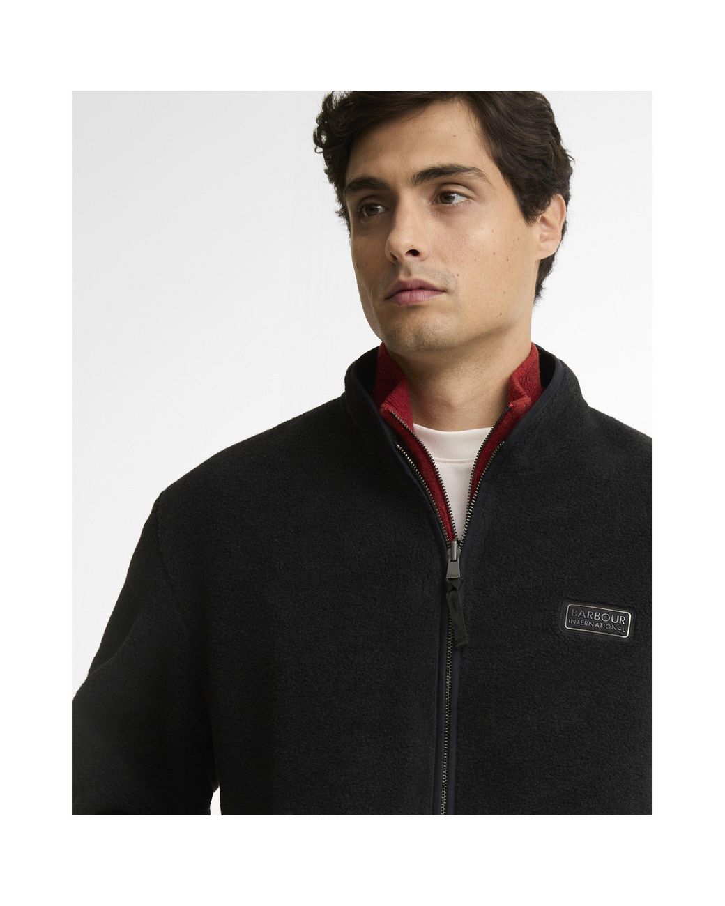 Barbour Black Reverse Fleece Teddy Coat for men