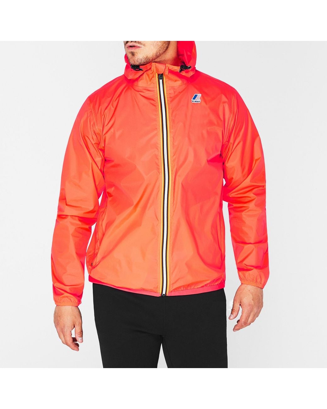 K-Way Red Le Vrai 3.0 Water Resistant Long Sleeve Rain Anorak for men