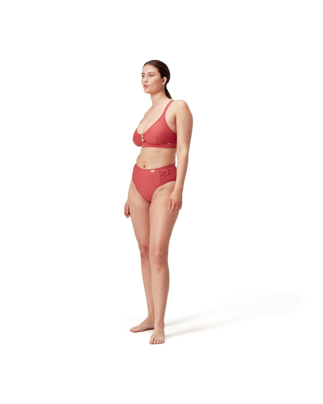 Speedo Red Shaping High-Waisted Performance Bikini Bottom