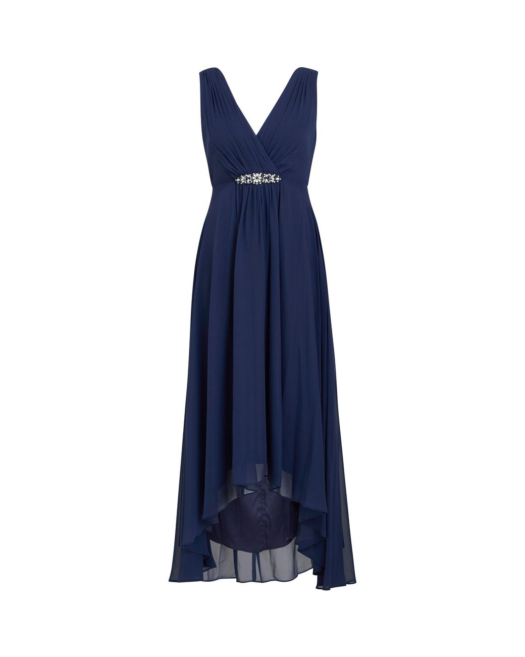 Gina Bacconi Blue Pandora Wrap Effect Hi-Lo Dress