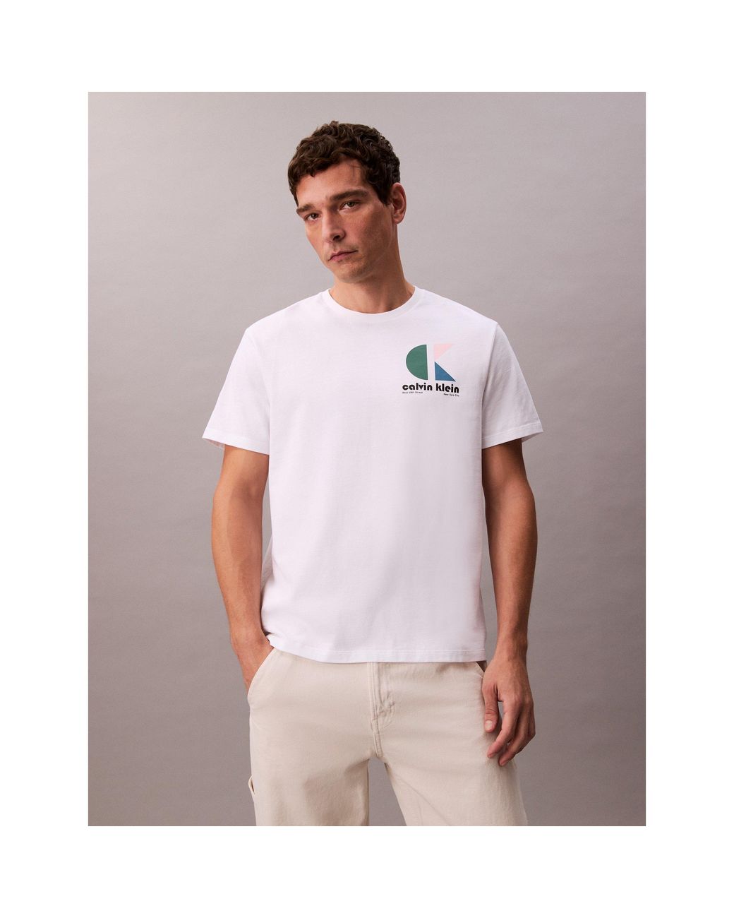 Calvin Klein White Graphic Logo T-Shirt for men