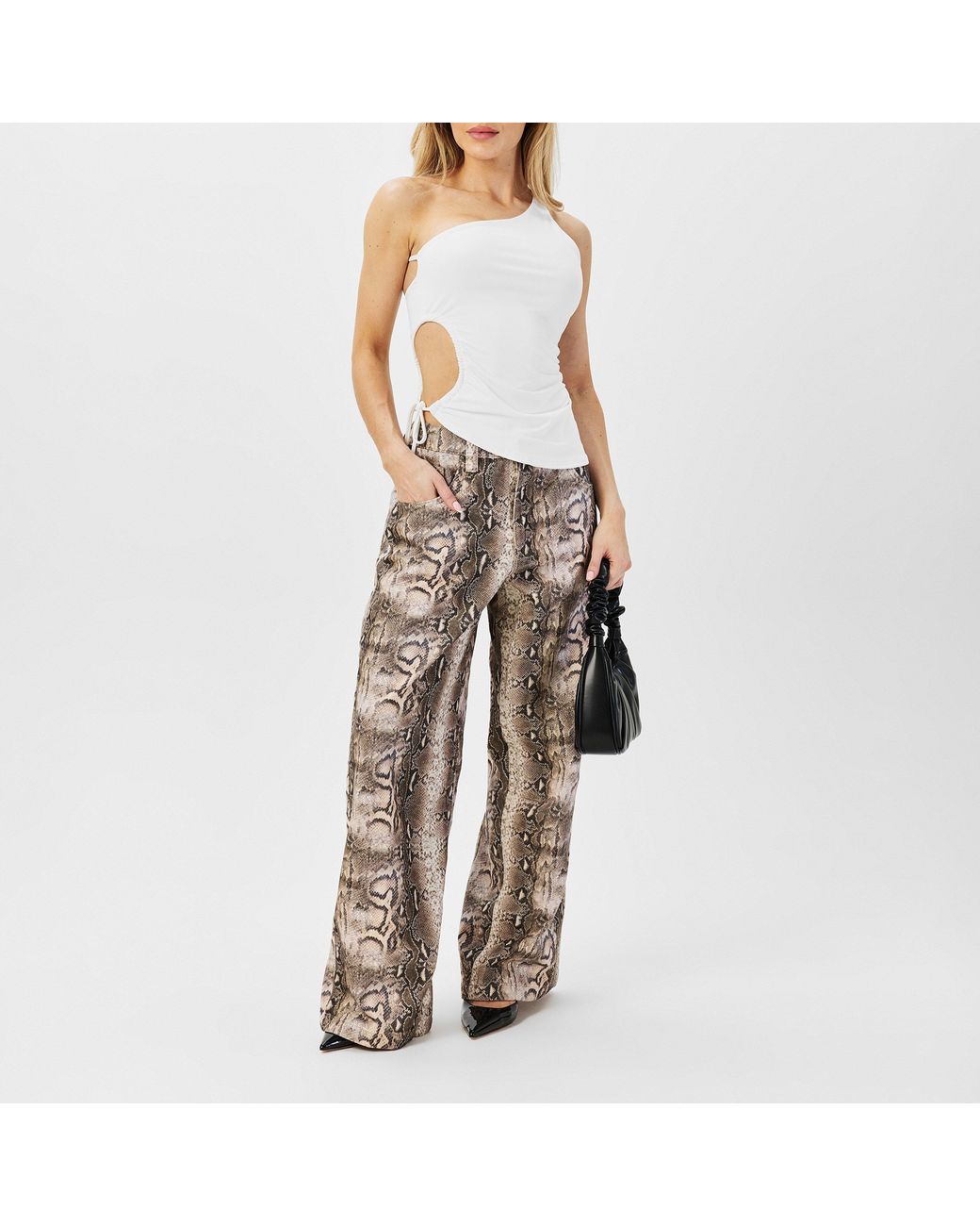 Missy Empire White Asymmetric Cut Out Top