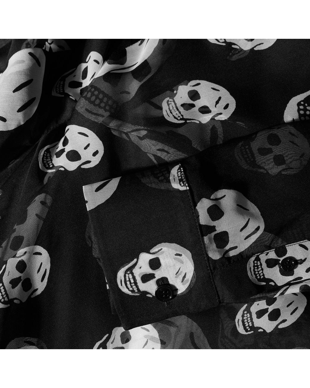 McQueen Black Alex Skull Prnt Wrp Ld63