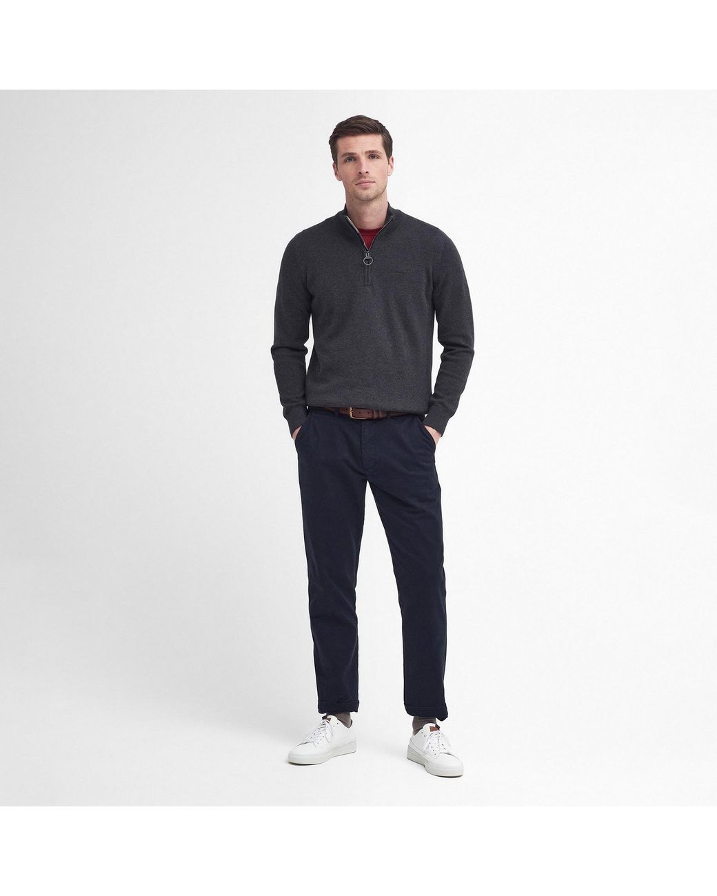 Barbour Blue Washed Stretch Tailored Trousers for men