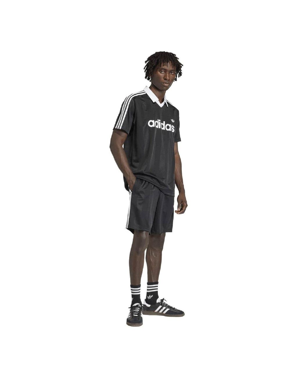 Adidas Originals Black 3- Stripes Loose Engineered Shorts for men