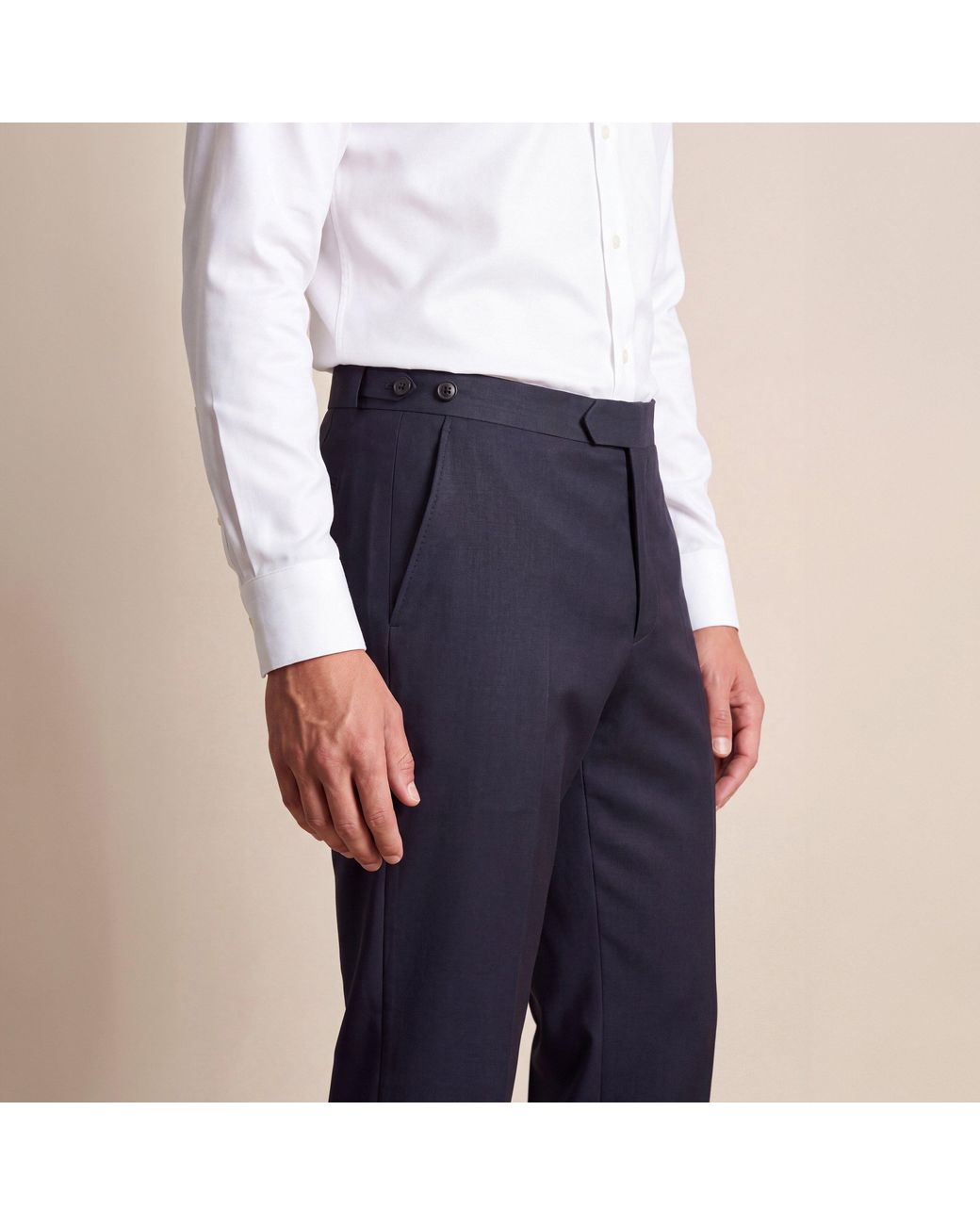 Without Prejudice Blue Willesden Slim Fit Performance Suit Trousers for men