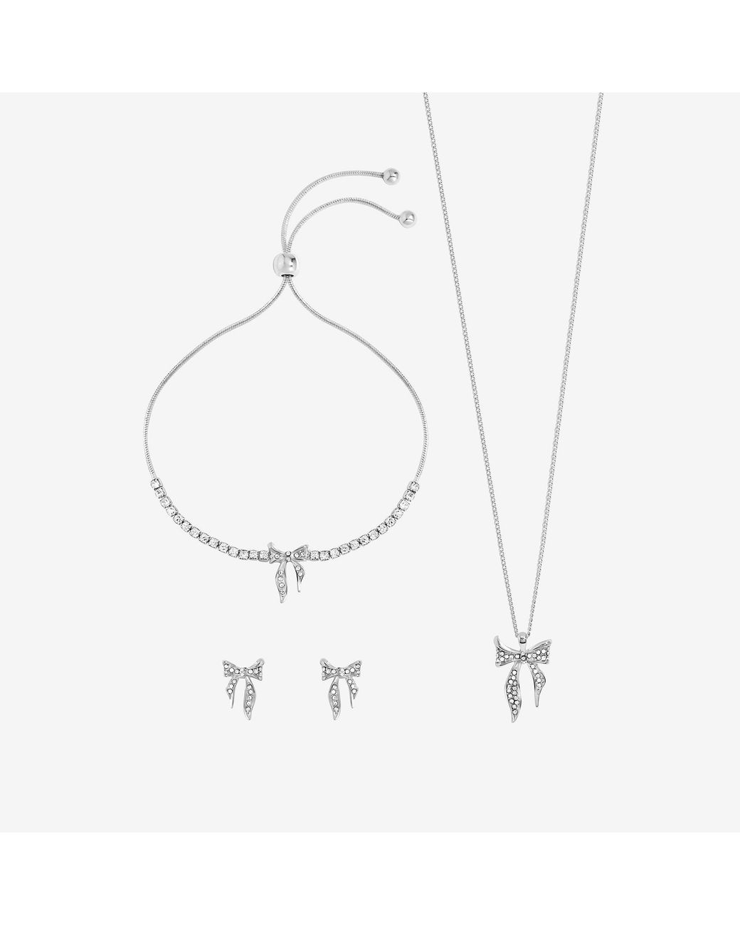 Jon Richard Black Plated And Pave Bow Trio Set