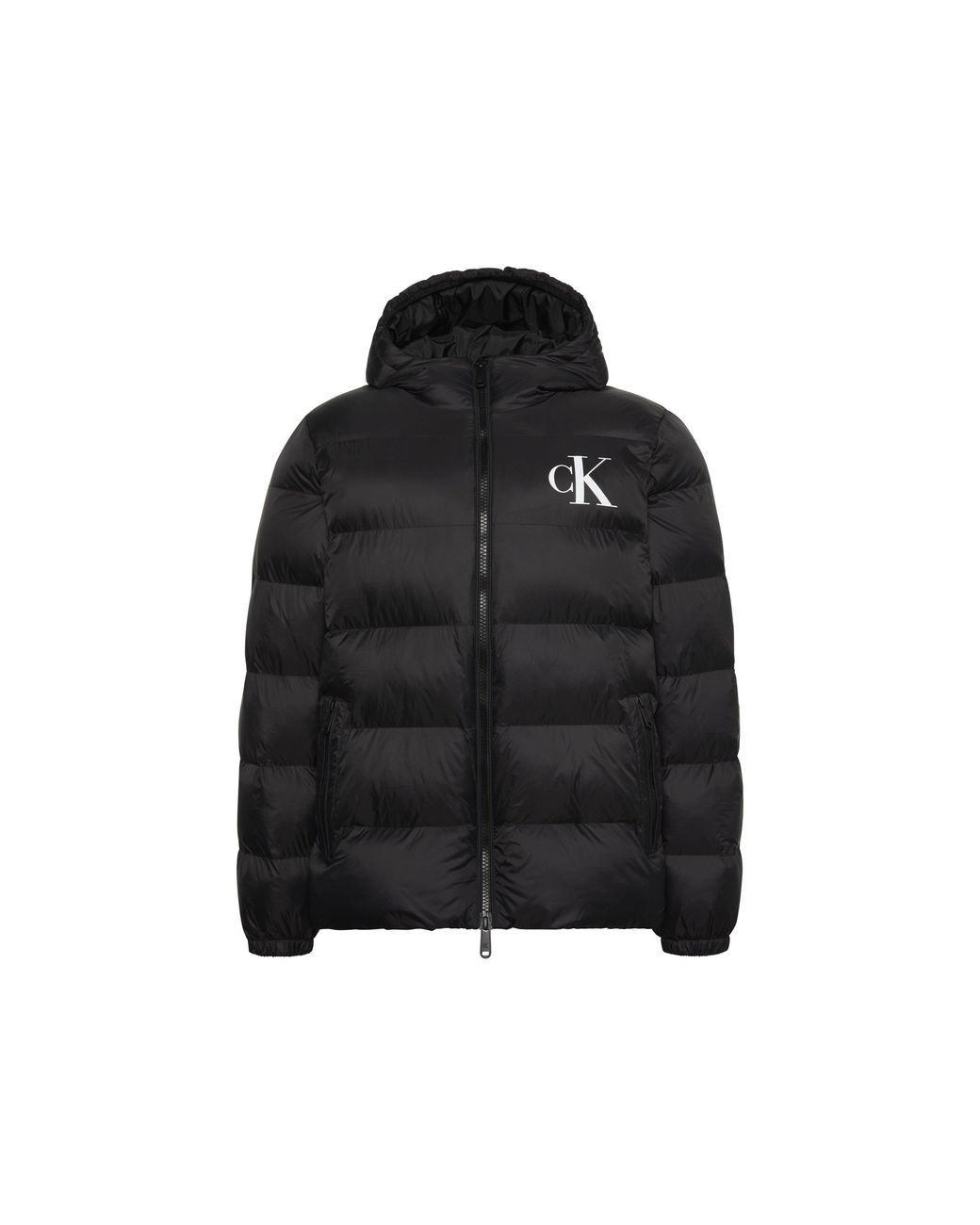 Calvin Klein Black Hooded Full-Zip Water-Resistant Short Puffer Jacket for men