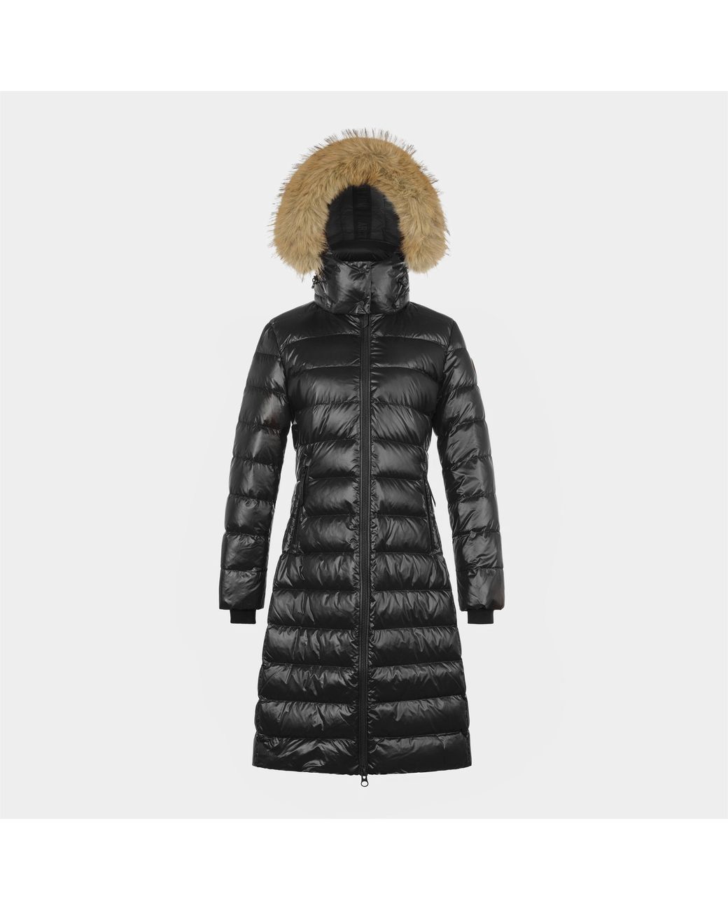 ARCTIC ARMY Black Arctic Long Puffer Water Resistant Detachable Hood Calf Length Jacket