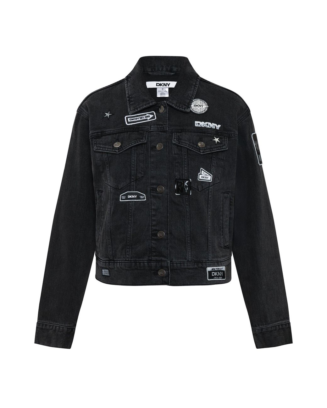 DKNY Black Pins N Patches Long Sleeve Denim Jacket