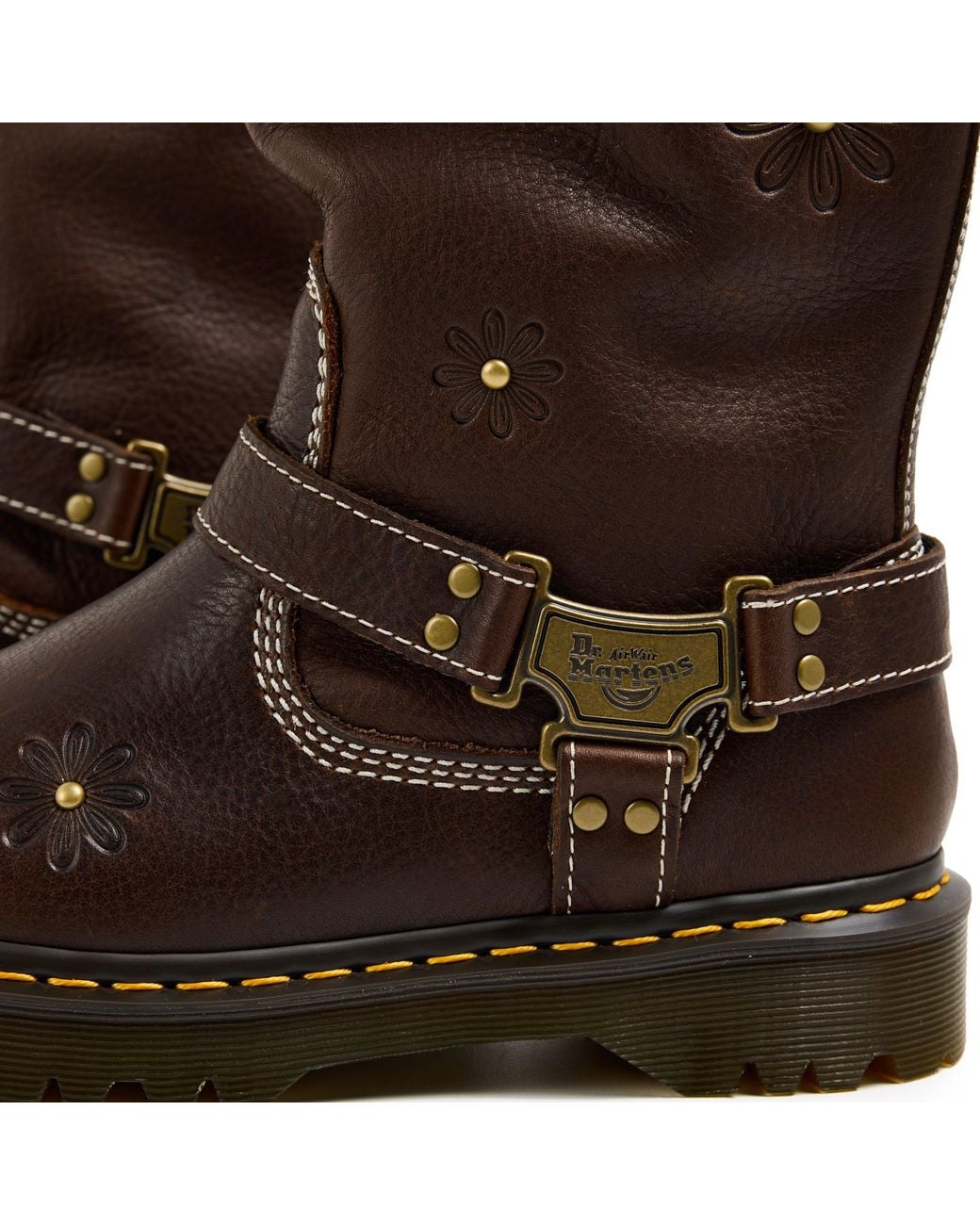 Dr. Martens Brown Anistone Tall Leather Biker Boots