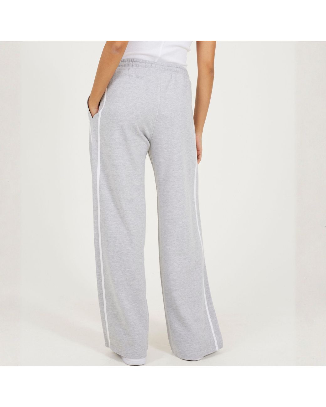 Brave Soul White Bs Wide Leg Jogger With Side Stripe Detail