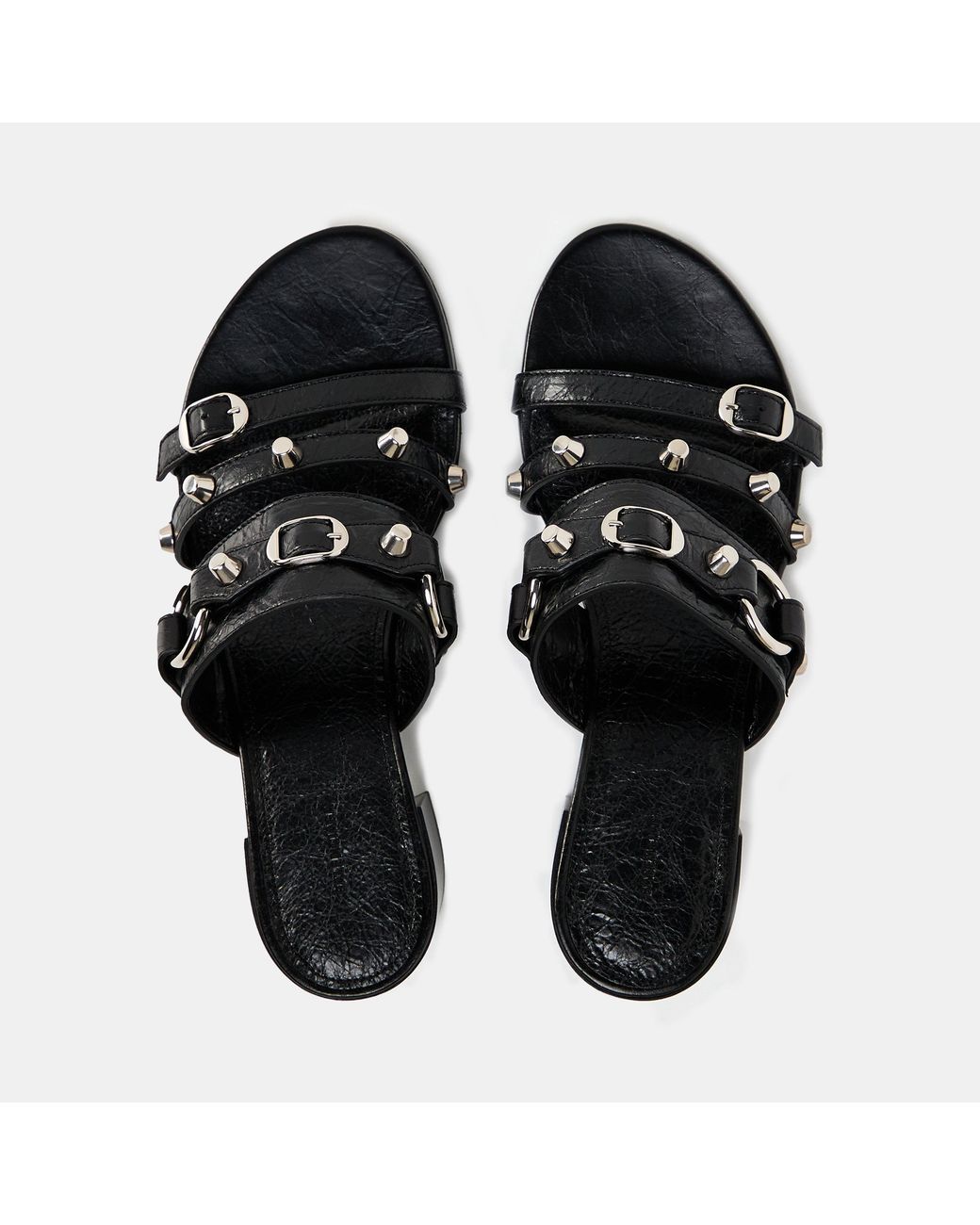 Balenciaga Black City Structured Heel Ankle Fastening Heeled Sandals
