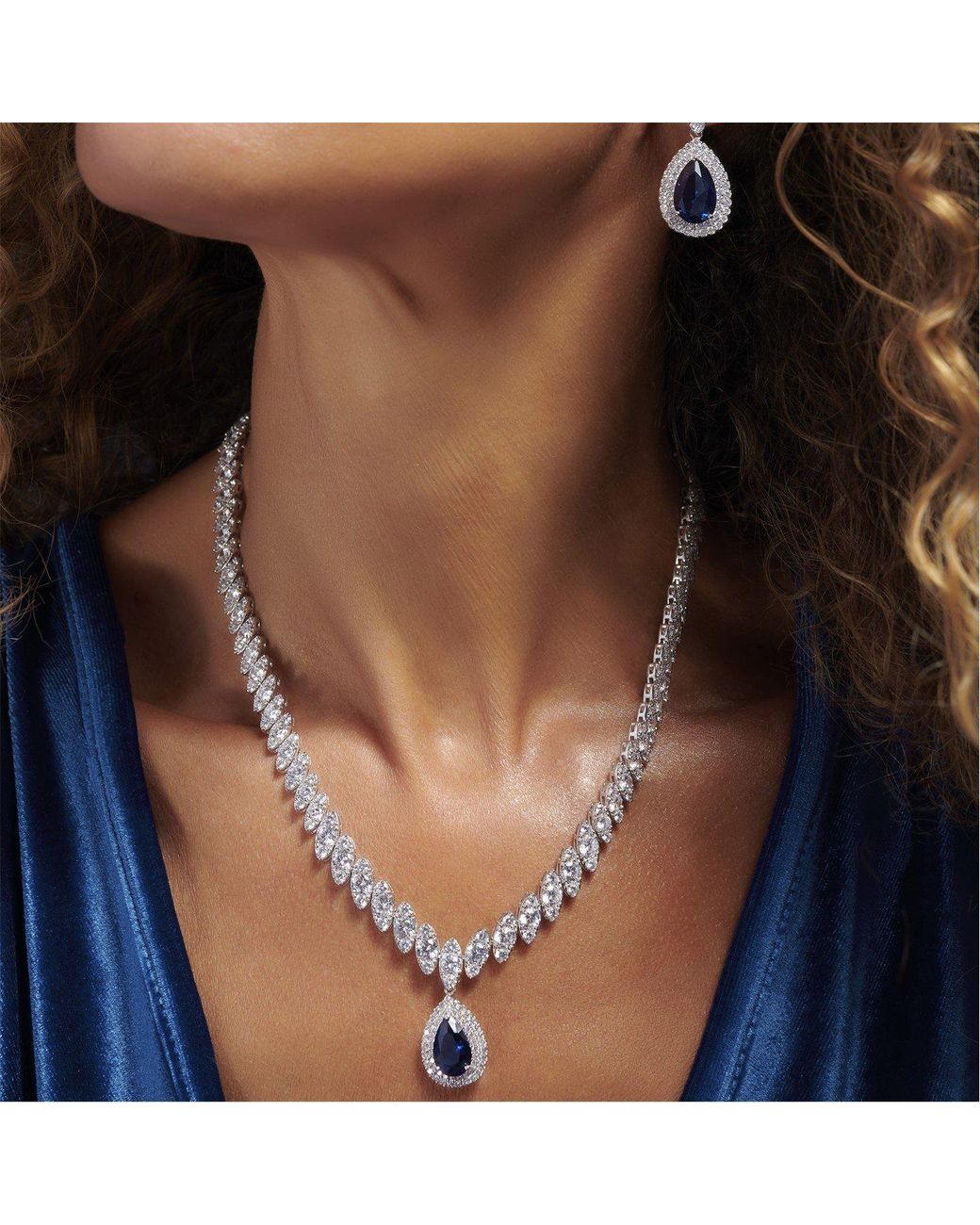 Jon Richard Green Plated Cz Drop Necklace