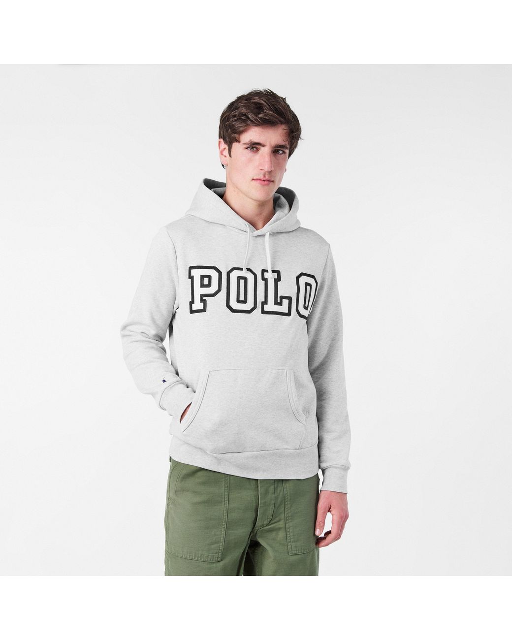 Polo Ralph Lauren Gray Oversized Pullover Hoodie for men