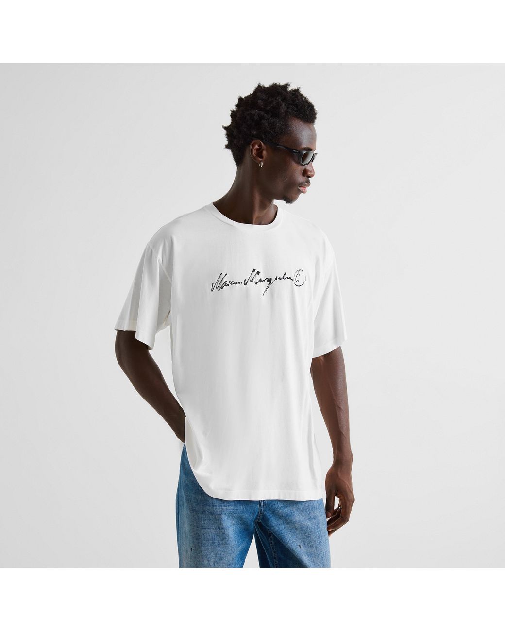 MM6 by Maison Margiela White Signature Overdyed Tee for men