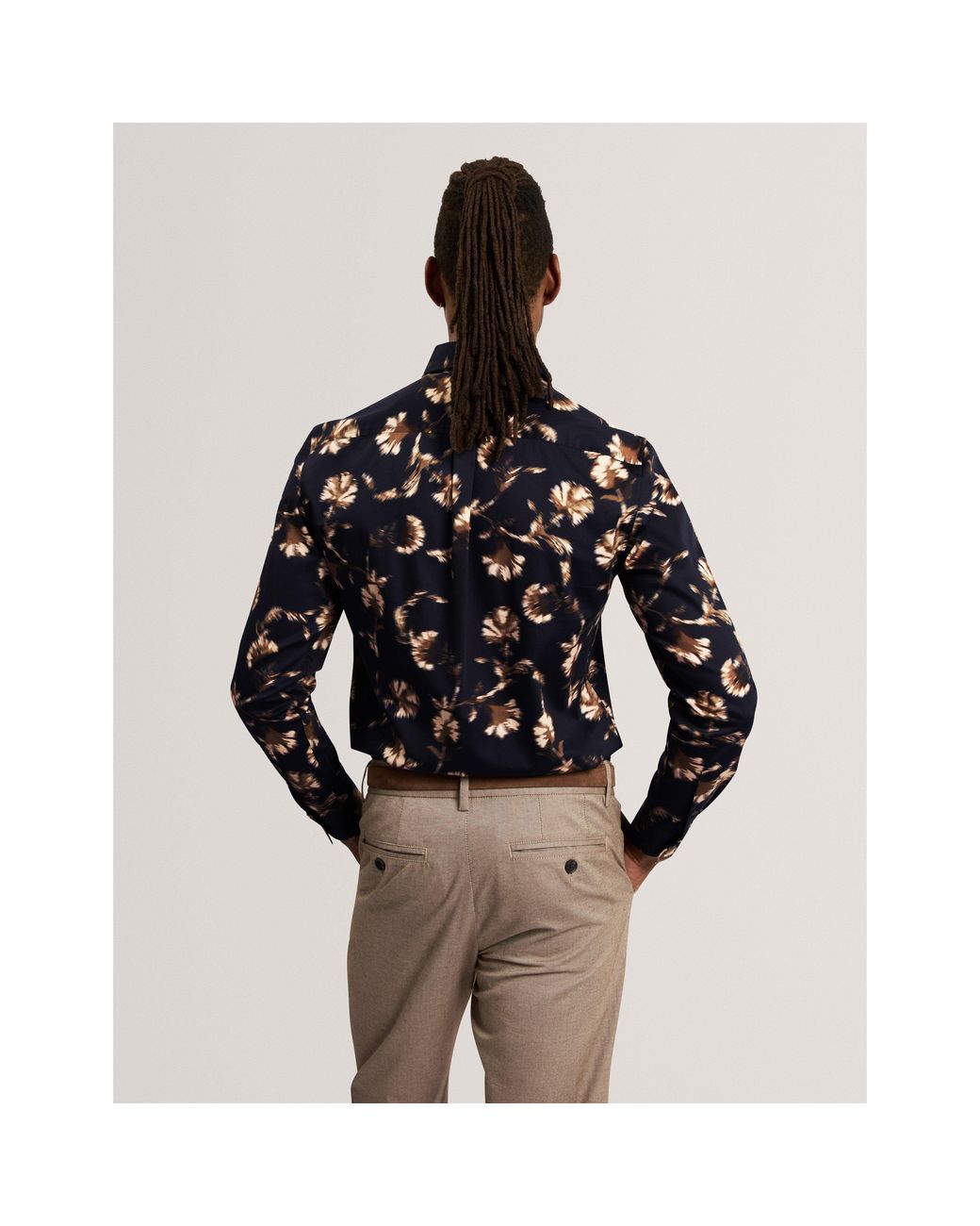 Ted Baker Black Floral Viscose Long-Sleeve Shirt for men