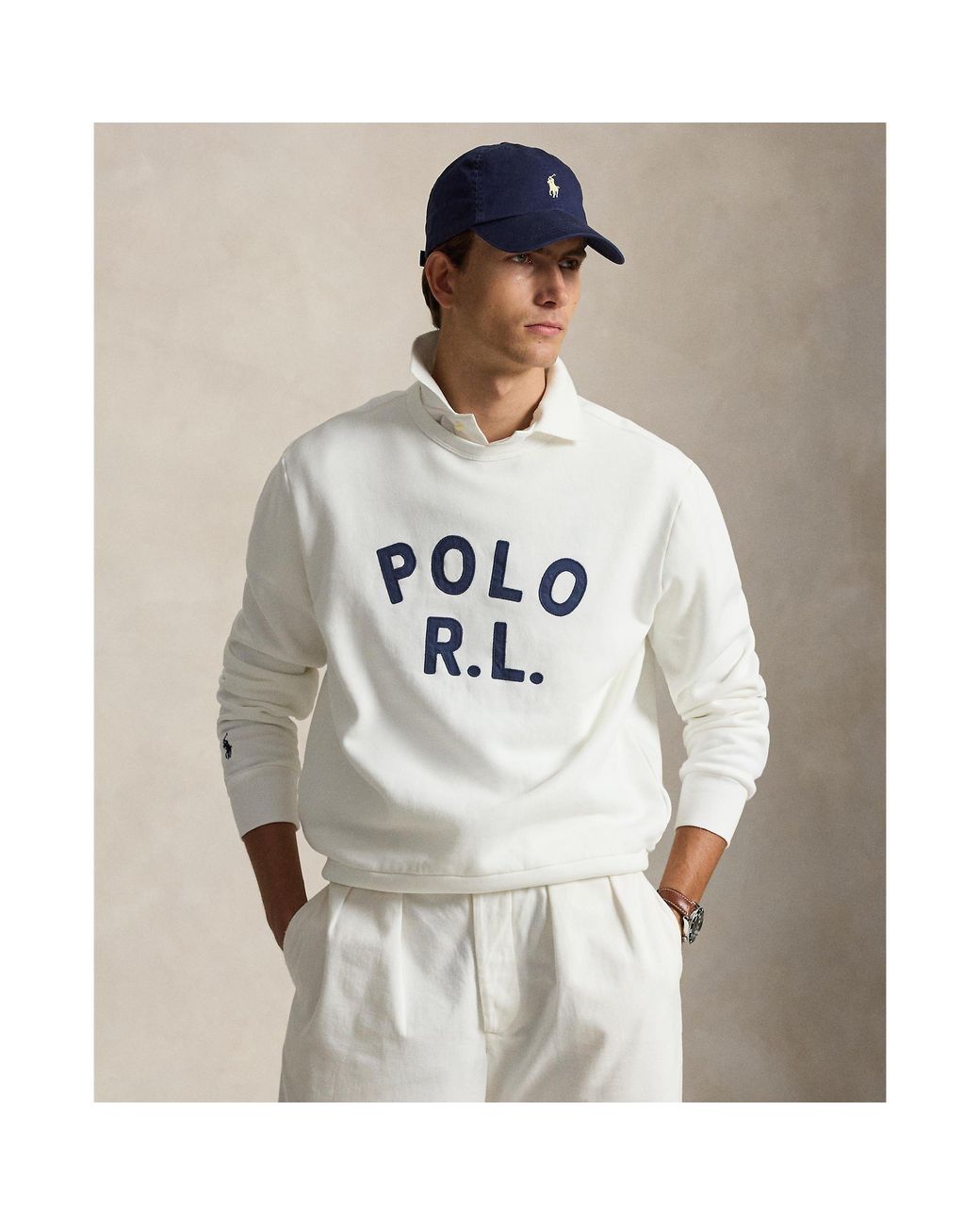 Polo Ralph Lauren White Crew Sweatshirt for men