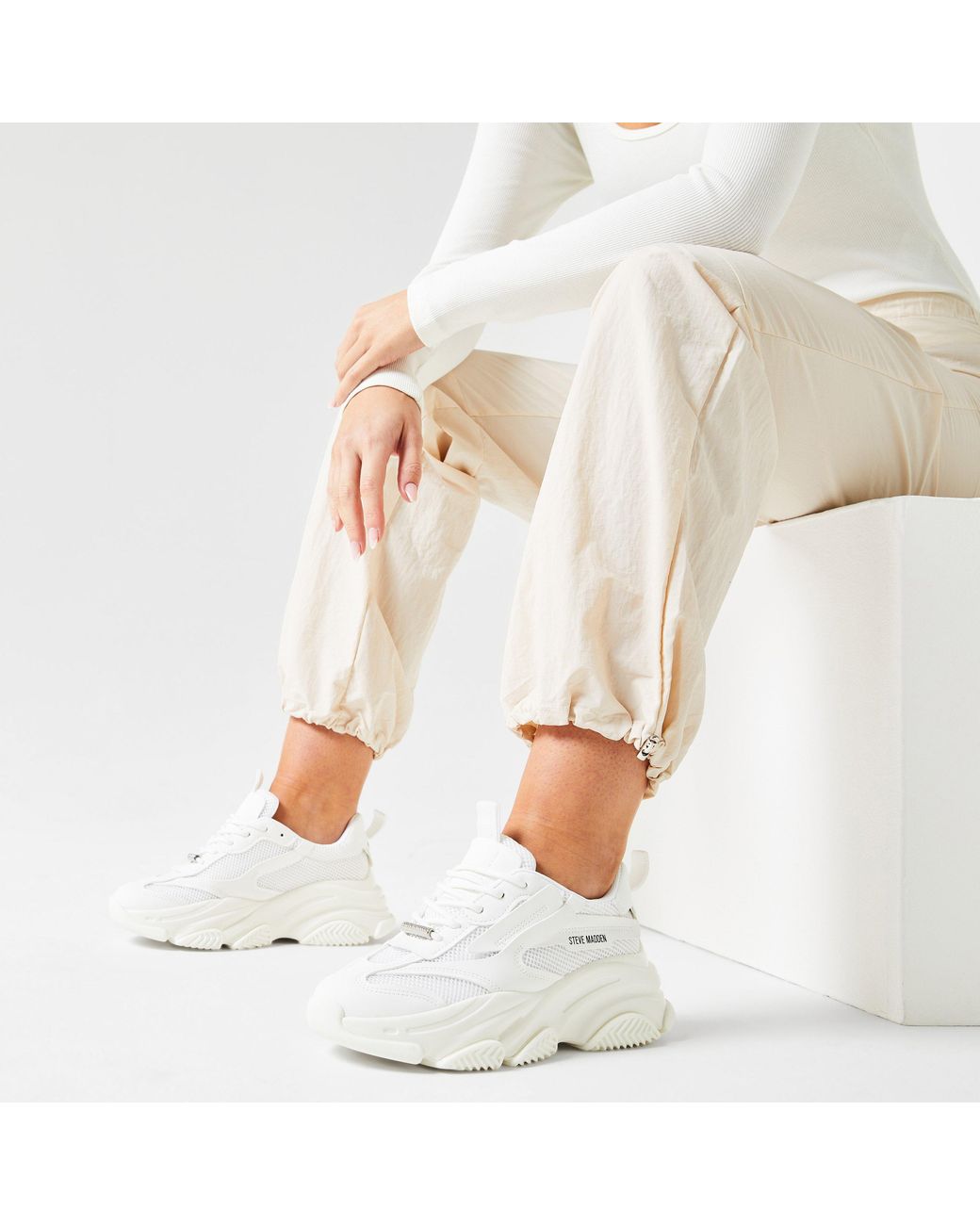 Steve Madden White Possession Chunky Trainers
