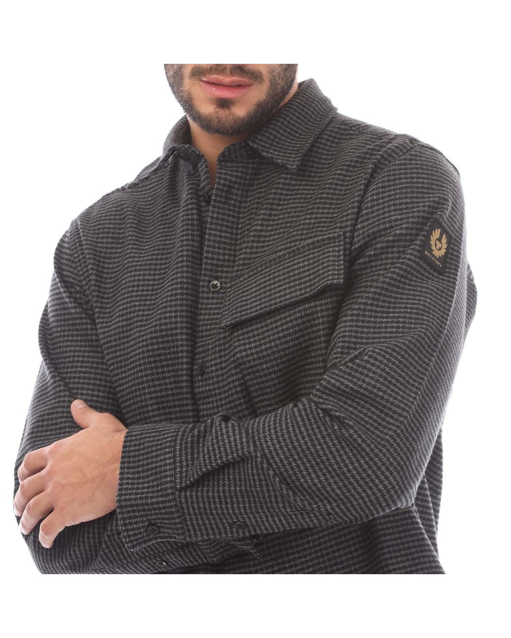 Belstaff Gray Cotton Houndstooth Scale Shirt for men
