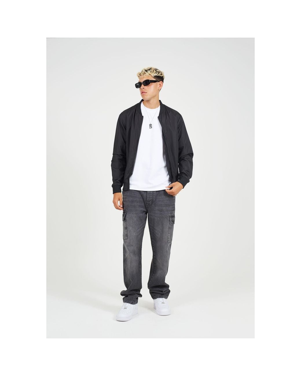 Brave Soul Black Bs Bomber Jacket With Ribbed Hem for men