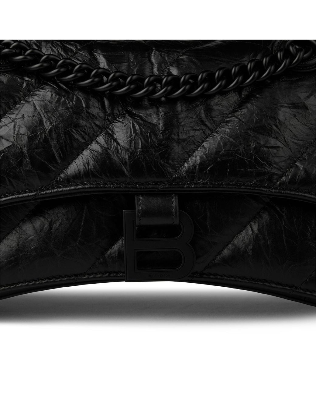 Balenciaga Black Crushed Quilted Chain Shoulder Bag