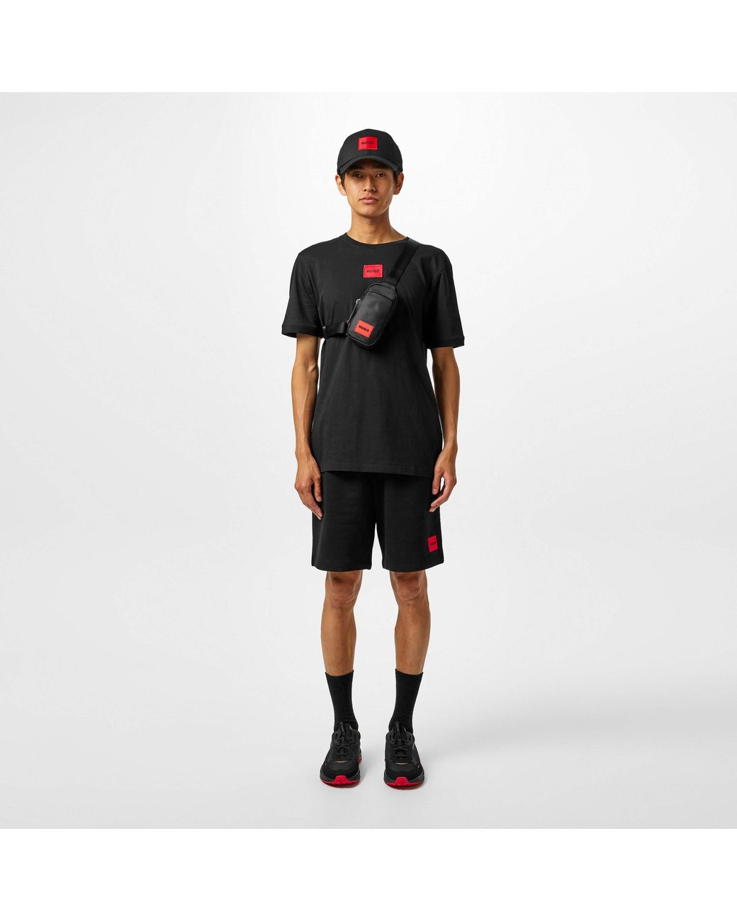 HUGO Black Diragolino Contemporary T-Shirt With Logo Detail for men