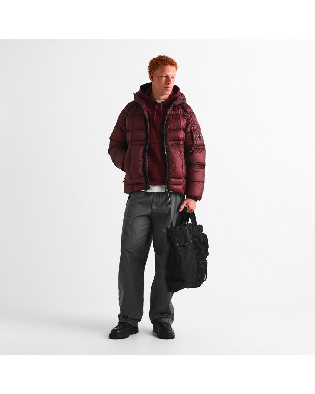 C P Company Red Dd Shell Sn64 Duck Down Full-Zip Hooded Puffer Jacket for men