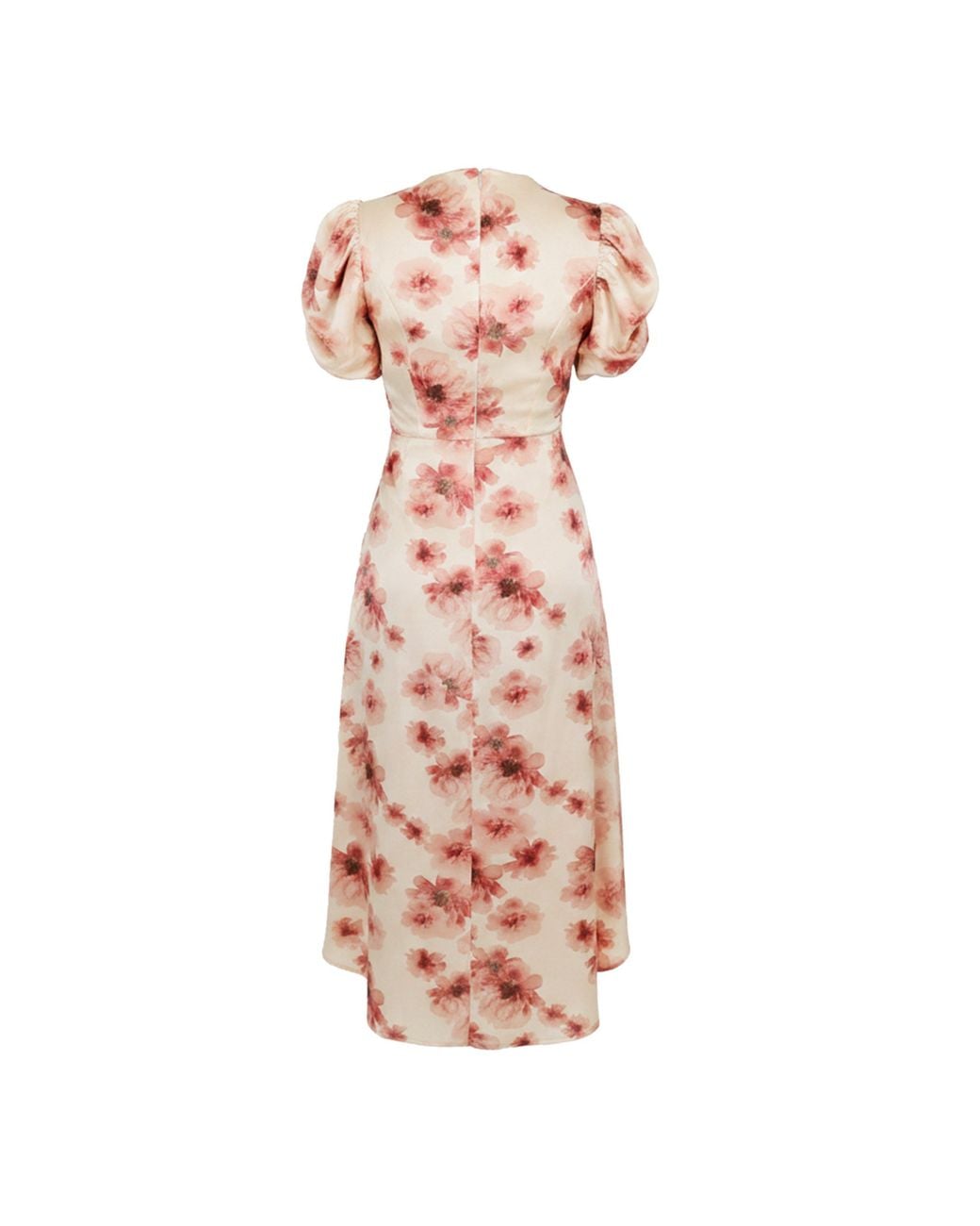 AX Paris Orange Floral Print Puff Sleeve Gathered Side Midi Dress