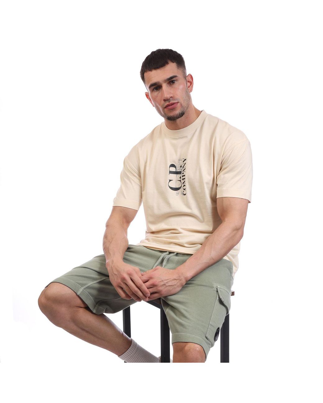 C P Company Natural 30/1 Jersey Logo T-Shirt for men