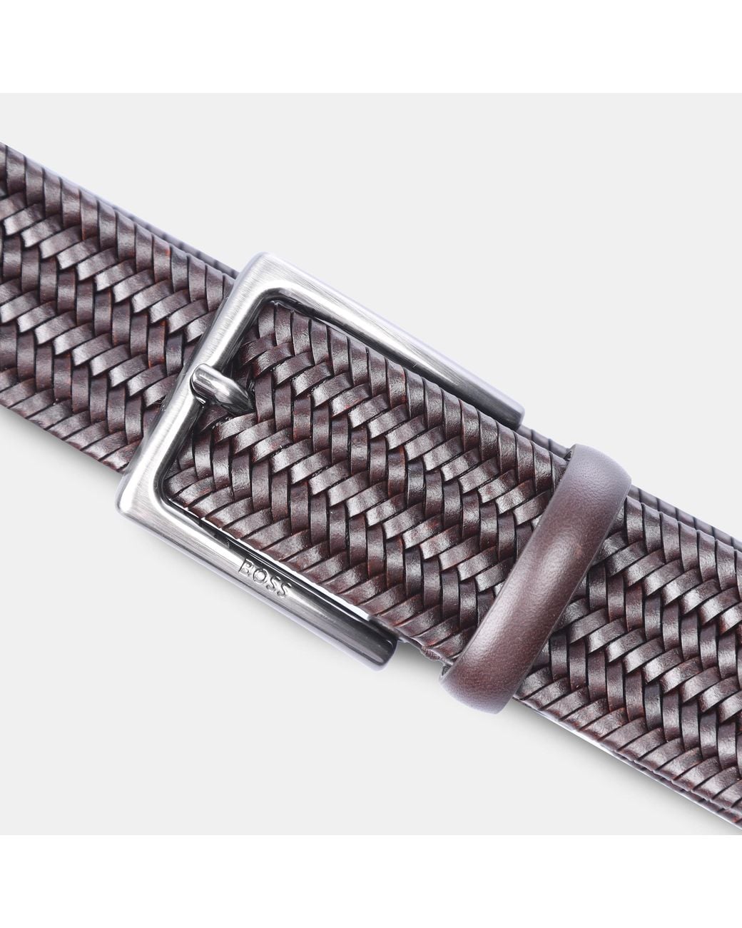 Boss Brown Semyo Woven Leather Belt for men