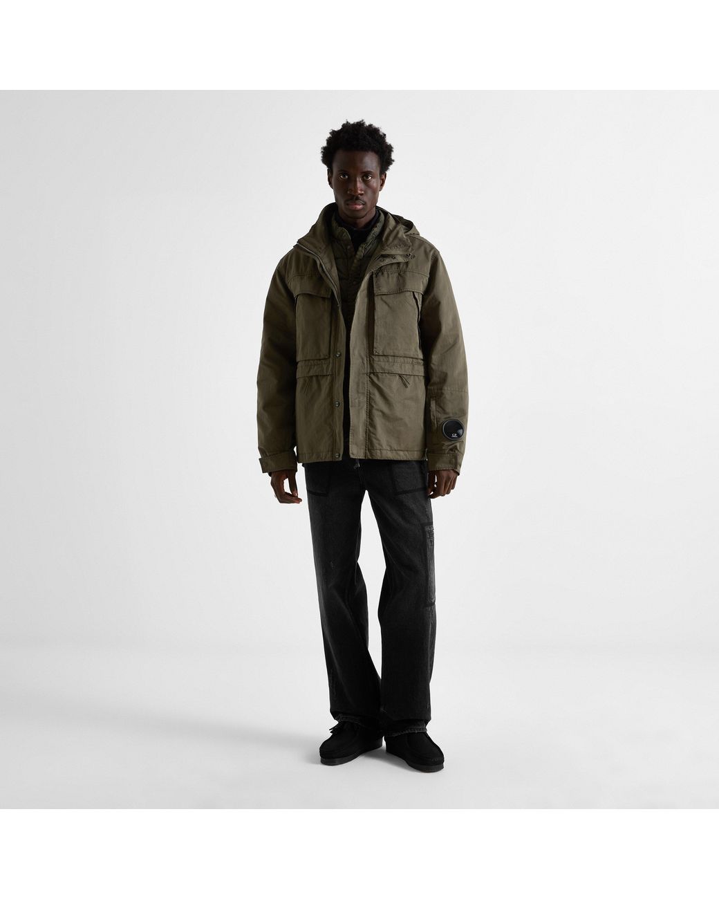 C P Company Green Micro Kei Mille Bomber Jacket for men