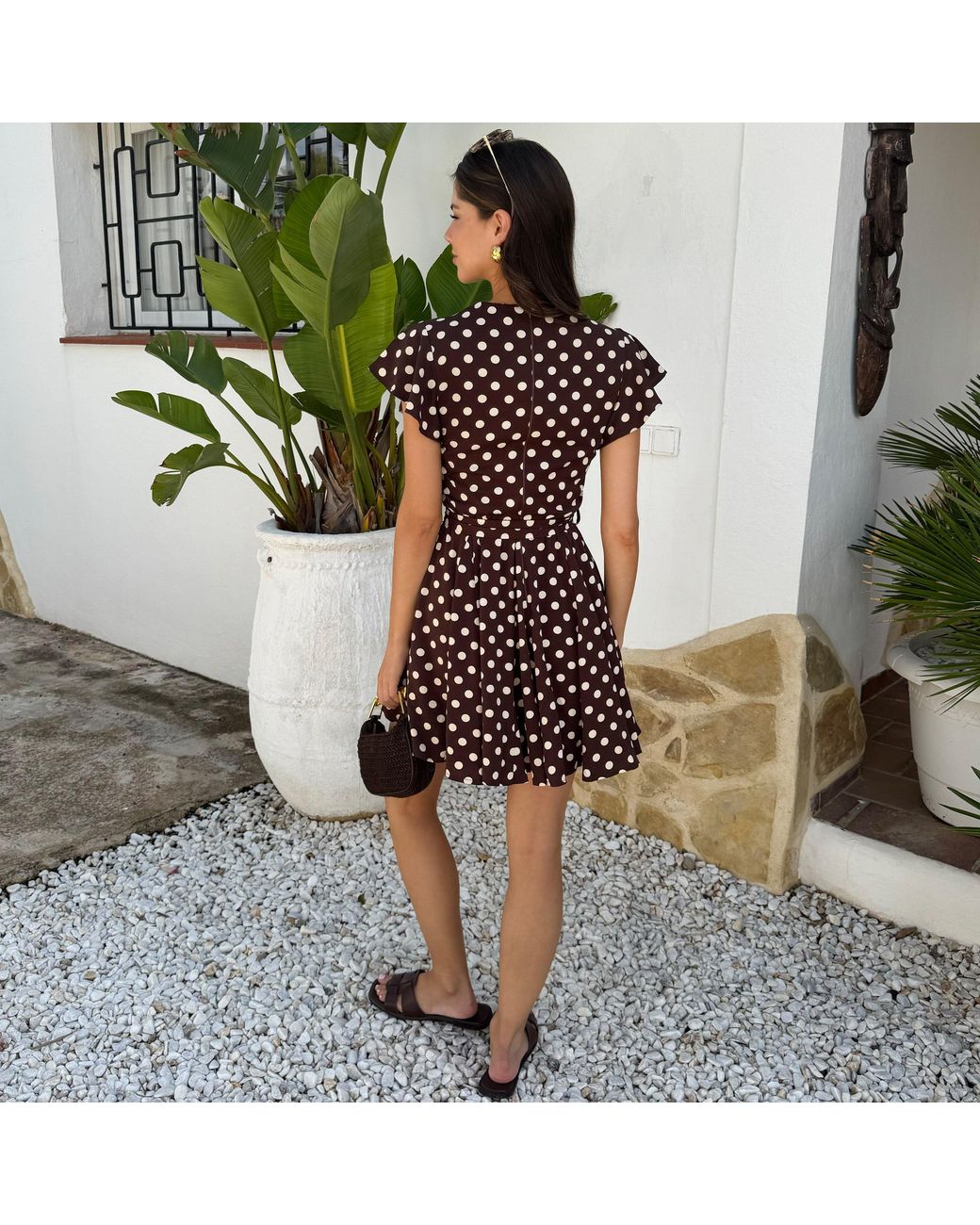 AX Paris Metallic Polka Dot Print Wrap Top Skater Mini Dress