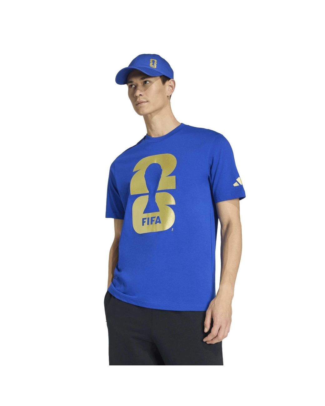 Adidas Blue World Cup 2026 Graphic Short-Sleeve Crew-Neck T-Shirt for men