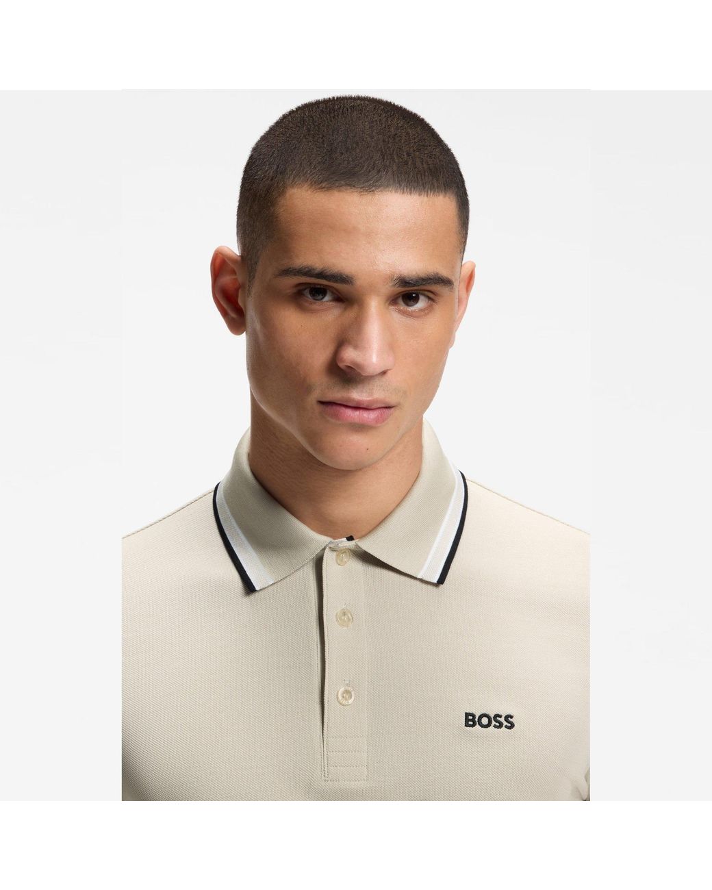 Boss Natural Paddy Polo Shirt With Contrast Tipping for men