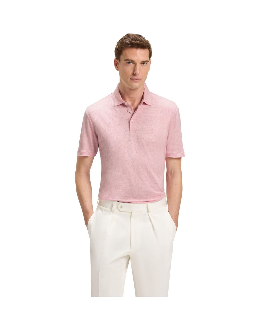 Boss Pink Cotton Short Sleeve Polo Shirt for men