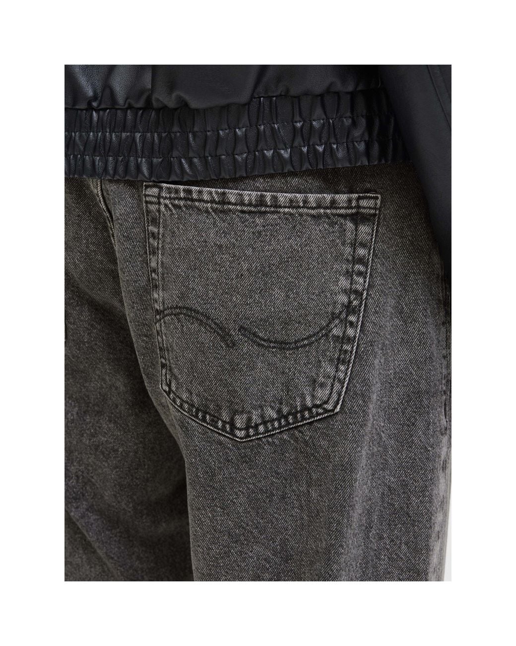 Jack & Jones Gray Alex Original Cotton High-Waisted Wide-Leg Jeans for men