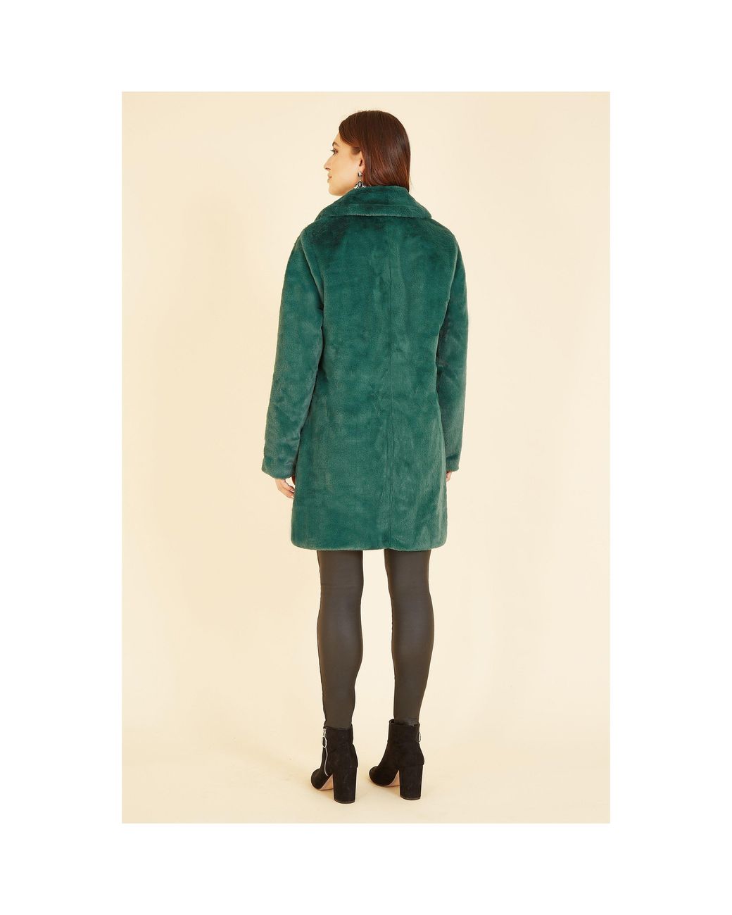 Yumi' Green Faux Fur Oversized Fit Coat