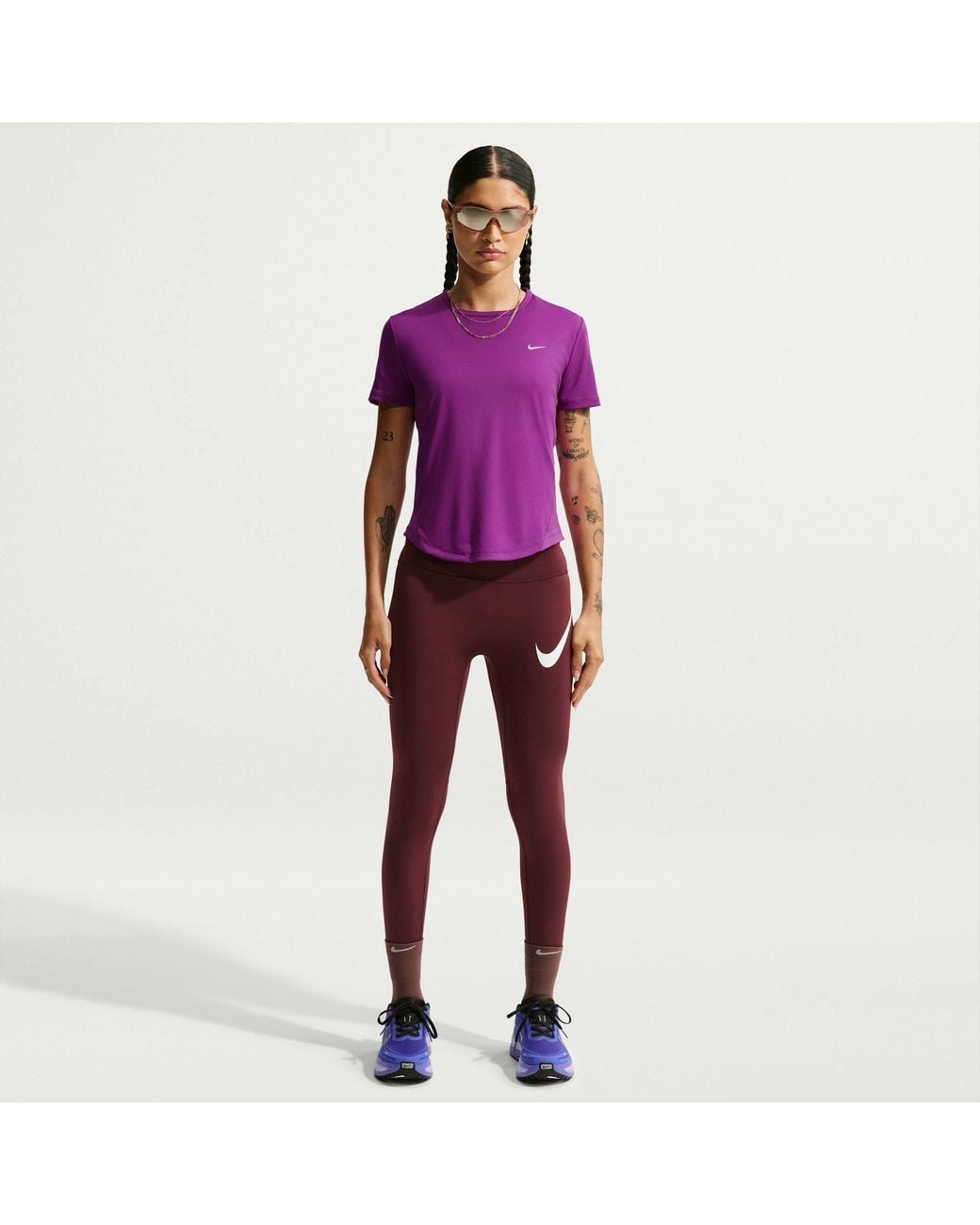 Nike Purple Tempo Dri-Fit Short-Sleeve Running Top
