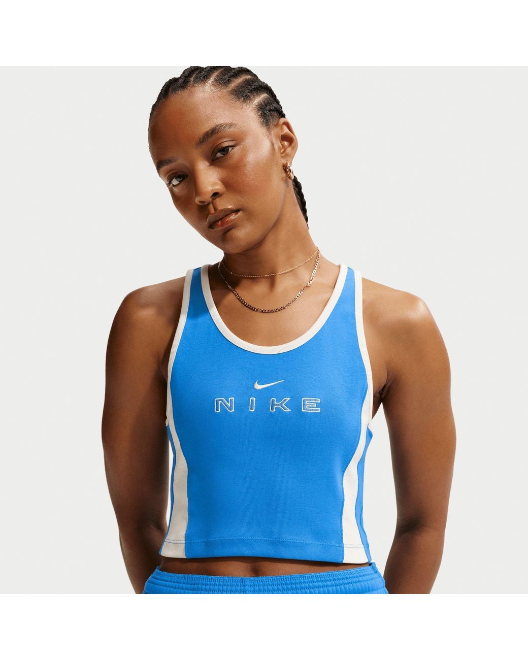Nike Blue Sportswear Tight Graphic Tank Top