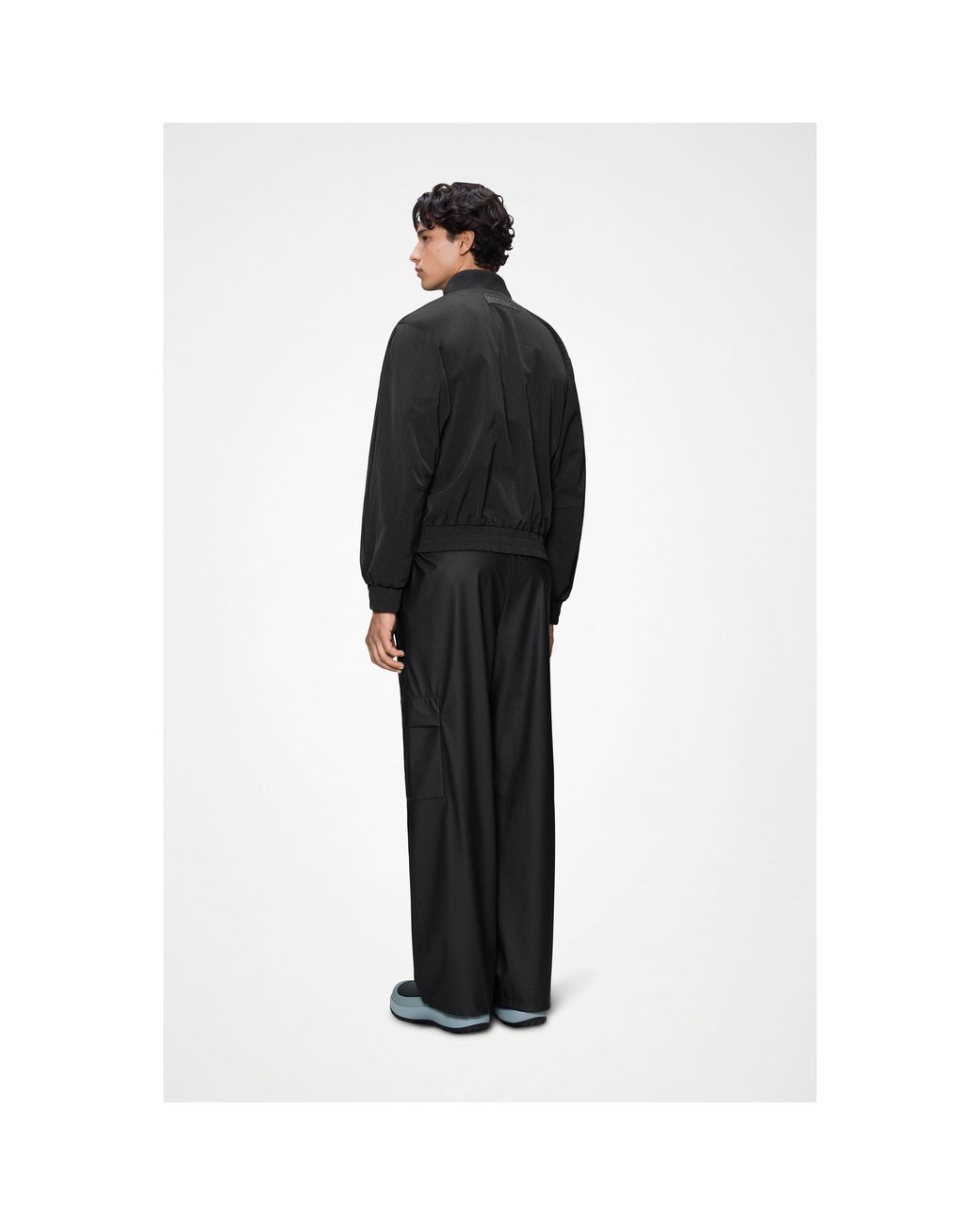Rains Black Tech Woven Bomber Jacket for men